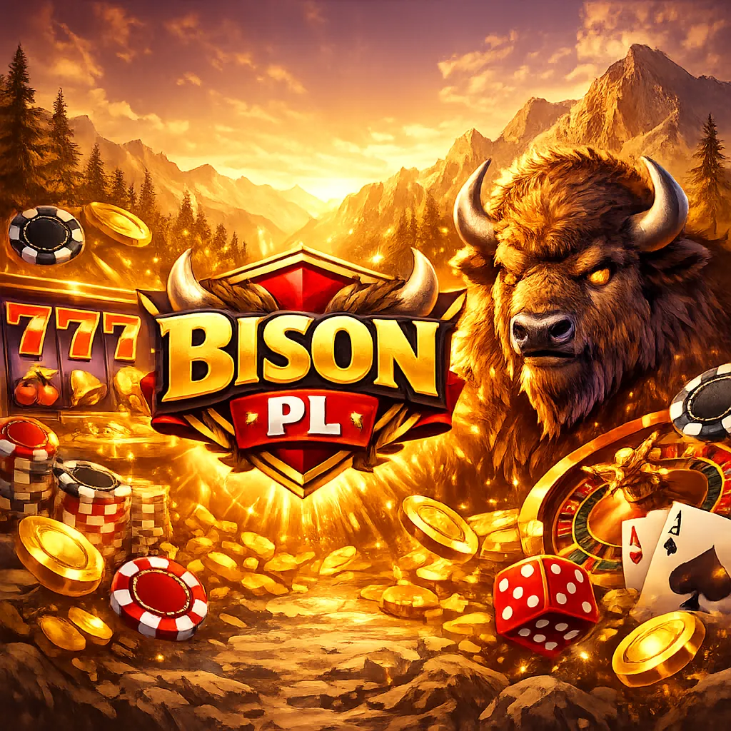 Dynamic and energetic promotional image for the Bison brand, featuring vibrant colors and casino elements.