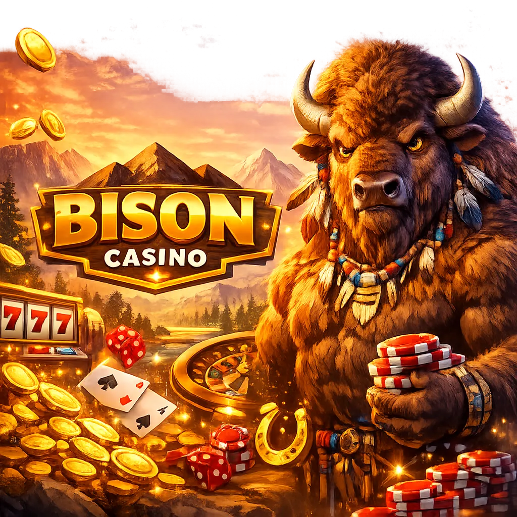 Dynamic promo image for Bison Casino featuring brand-inspired elements with energetic casino mood.